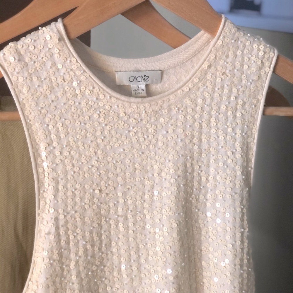 Top Cache Silk & Cashmere Sequins Size S